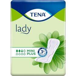 Verpackung eines Damenbindeprodukts mit grünen Details und einem Blattmotiv.